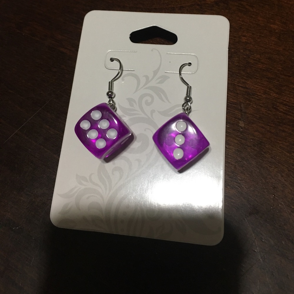 Purple Dice Earrings